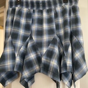 Free People Blue Plaid Mini Skirt